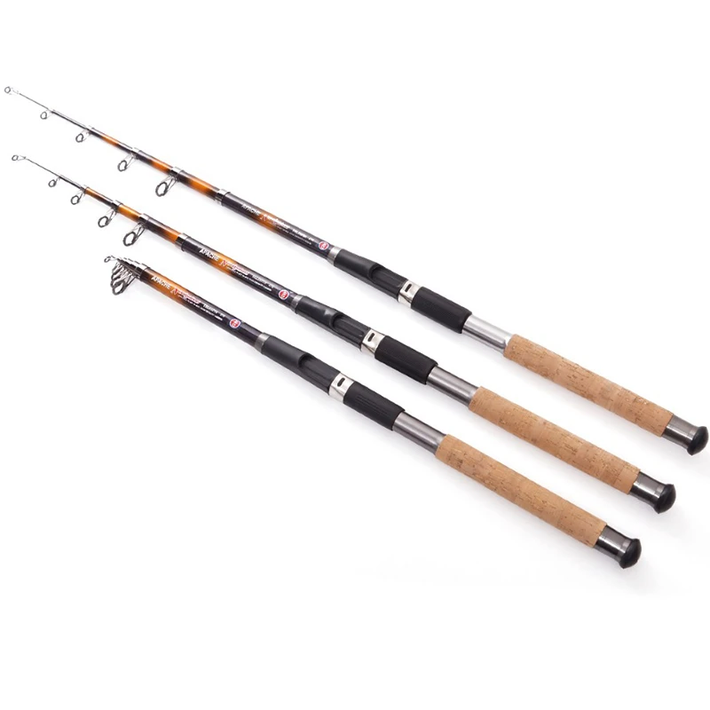 2-1M-3-6M-Wooden-handle-Fishing-Pole-Spinning-Rod-Sea-Fishing-Tackle-Carbon-Portable-telescopic