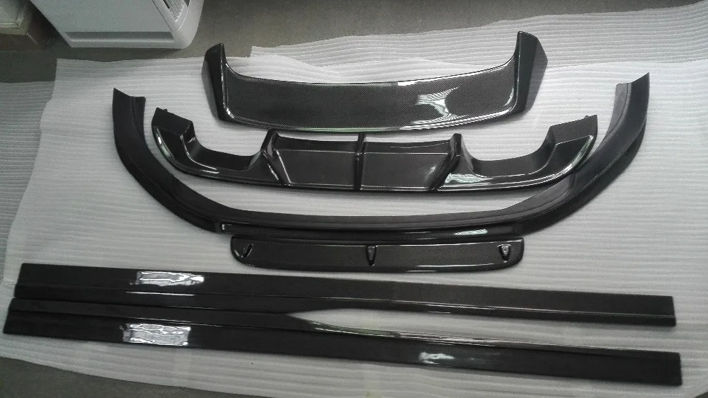 GOLF MK7 R Body kit 6pcs set RZA Style Carbon Fiber Front Splitter Lip Side skirts