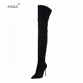 

2019 Warm Stretch Suede Leather High Heels boots Women Winter Boots Stiletto Heels Sexy Over the Knee Boots Female Shoes