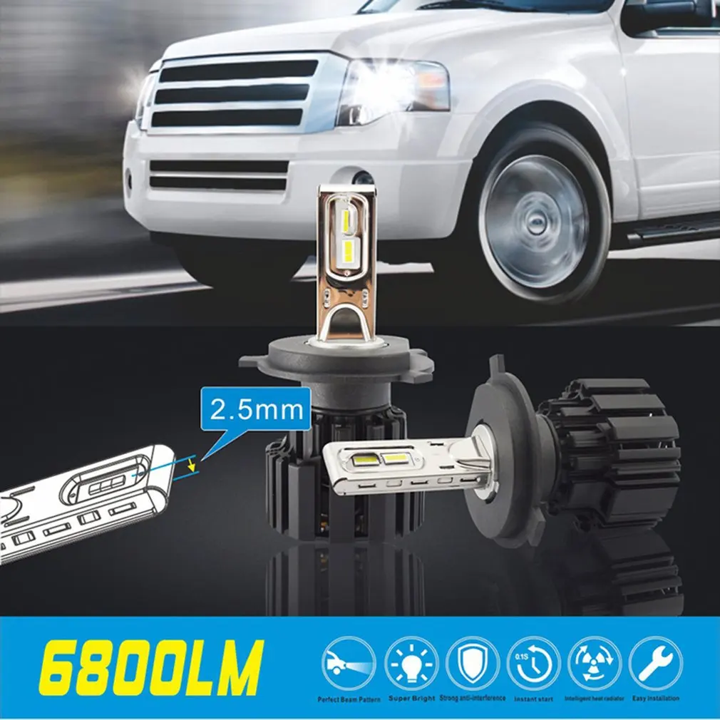 

2pcs Car Headlight H4 H7 H8 H9 H11 9006 50W 8000LM P9 LED Kit Super Heat Dissipation Light Lamp High Power Car Running Lamp Bulb