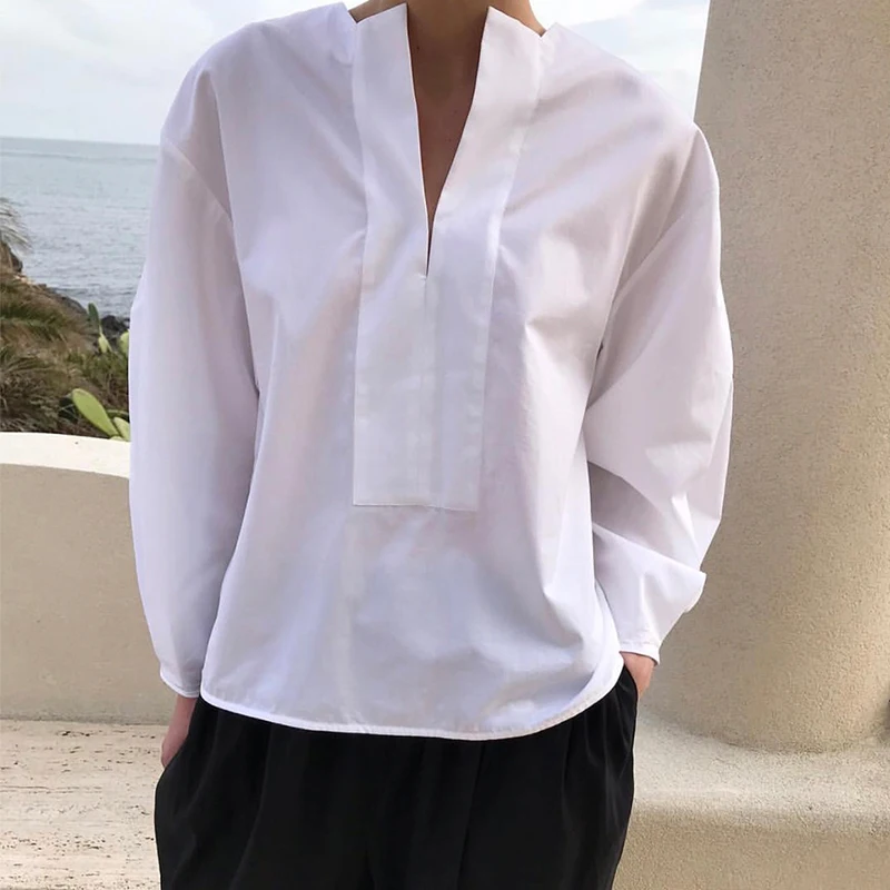 

White Peone blouse Cotton TOP Long Puff Sleeved Fashion women NEW