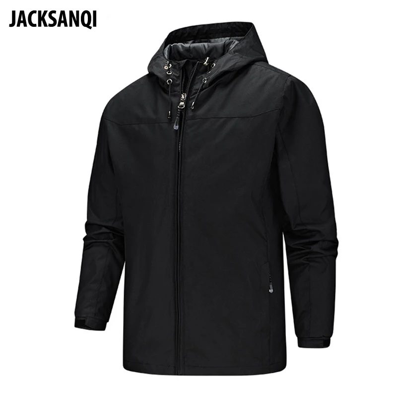 JACKSANQI новые мужские весенне-осенние куртки для спорта на открытом воздухе, походов, ветровки для альпинизма, кемпинга, треккинга с капюшоном, одноцветные пальто RA218