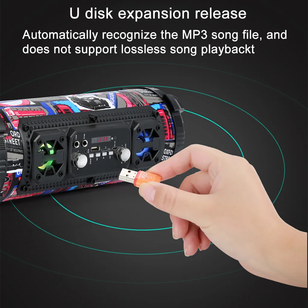 Светодиодный Bluetooth 4,2 динамик беспроводной FM стерео Громкий бас HIFI динамик s сабвуфер AUX USB TF карта#20