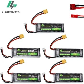 

Limskey Power Brand New 3s Bettery 11.1V 2500mAh 25C MAX 35C T/xt60 Plug for Car Airplane Halicopter Part 5PCS/LOT free shipping