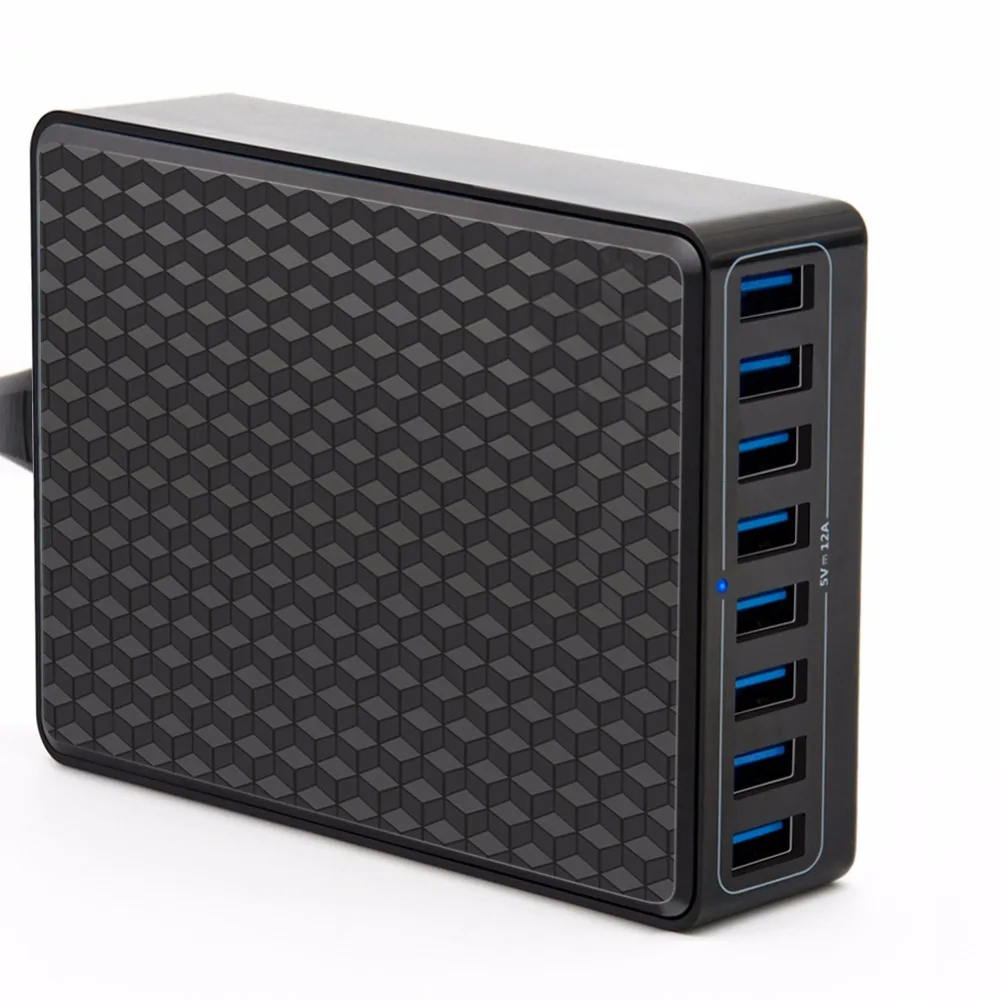 8-Ports USB Wall Charger 60W/12A Multi Desktop Charging Station Hub with ISmart Technology for iOS Android device | Мобильные
