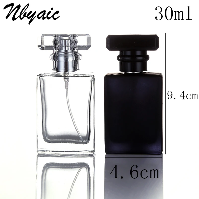 1Pcs30ml50ml высококачественный стеклянный флакон для духов бутылка для парфюмерии с распылителем прозрачный черный флакон-спрей кристально прозрачный квадратный