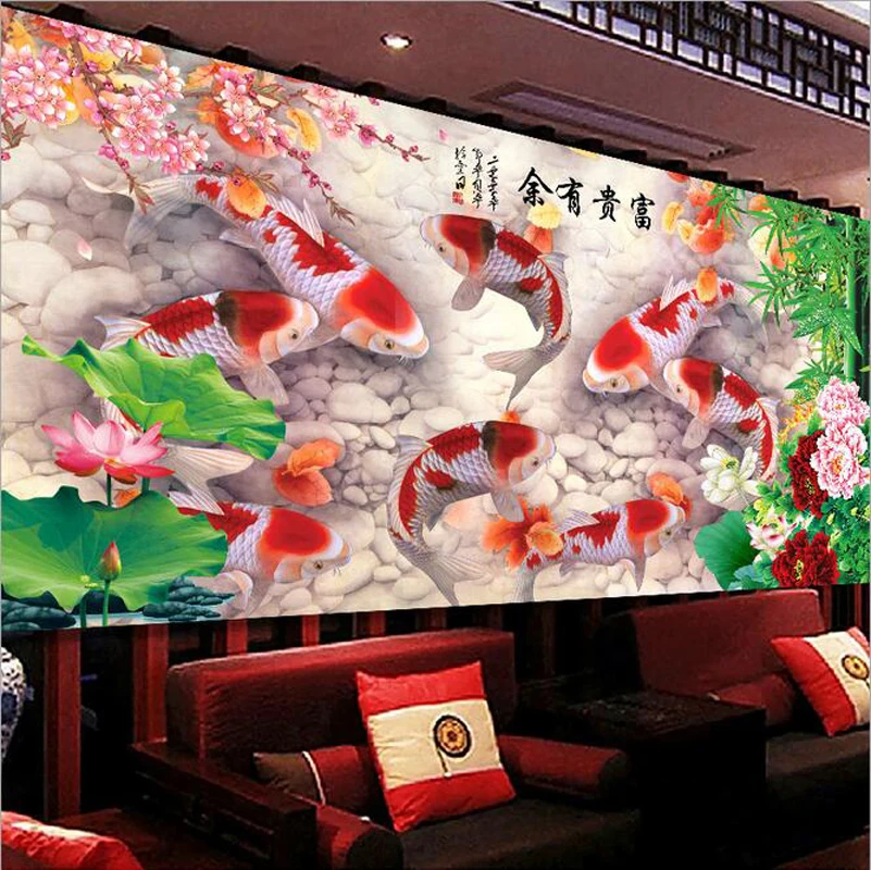 

Crystal Rhinestone Diamond Painting, Diamond Embroidery Kit, Fishes, Flowers,5D DIY Pasted Diamonds Cross Stitch Set