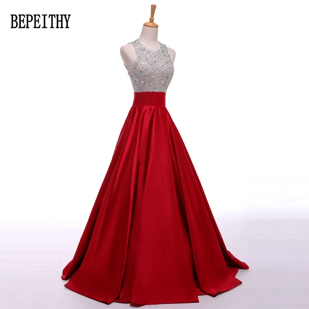 BEPEITHY, дизайн, vestido de festa, Замочная скважина, бисер, ТРАПЕЦИЕВИДНОЕ платье для выпускного вечера, бордовые атласные вечерние платья, Длинные