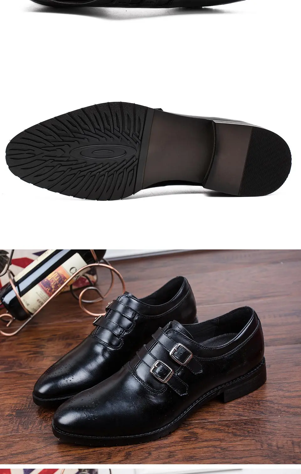 BONA/Новинка; классические мужские офисные туфли; Мужские модельные туфли с пряжкой на ремешке; мужские деловые туфли из натуральной кожи черного цвета;
