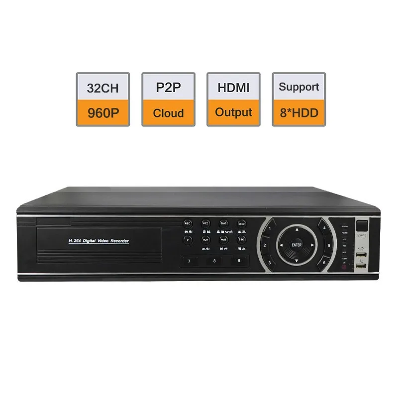 

32CH HD 960P Realtime Recorder NVR 2U ONVIF P2P Support 8pcs HDD