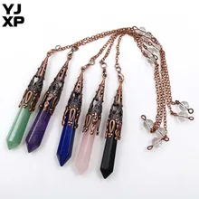 YJXP винтажные маятники натуральные аметисты Роза кварца шестиугольная Призма рейки подвеска в виде каменного маятника подвеска, амулет баланс талисманы ювелирные изделия