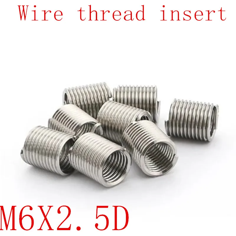 

50Pcs M6*2.5D Stainless Steel Coiled Wire Helical Screw Thread Inserts M6 Screw Bushing self tapping thread repair tool