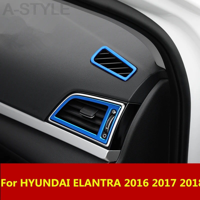 

For hyundai Elantra 2016 2017 2018 Car styling Car dashboard outlet box special modified ABS Chrome decorative frame Accessories