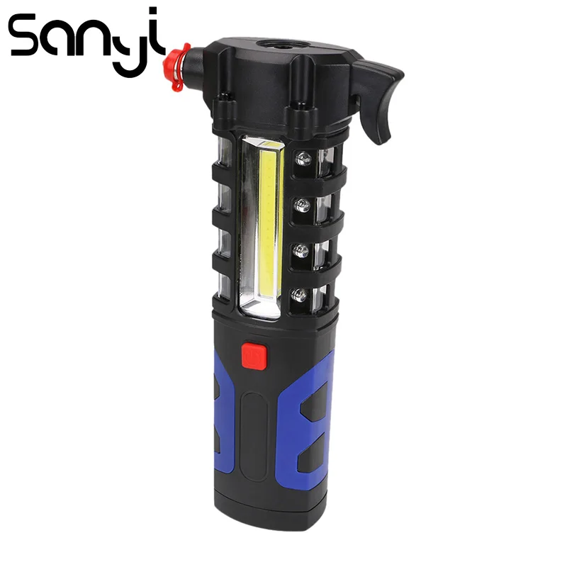 

SANYI Car Vehicle Magnetic LED Flashlight Safety Escape Rescue Window Breaker Emergency Hammer Tool Magnet COB Torch Lantern