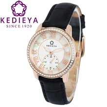 KEDIEYA Luxury Genuine Leather Pearl Dial 50M Water Resistant Womens Watches Rose Gold Miyota Quartz Watch