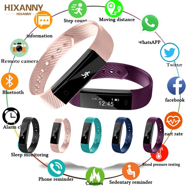 

2019 Smart Bracelet Step Counter Fitness SmartBand Alarm Clock Vibration Wristband pk ID107 fit bit miband2 Watch Heart pk M2 Y5