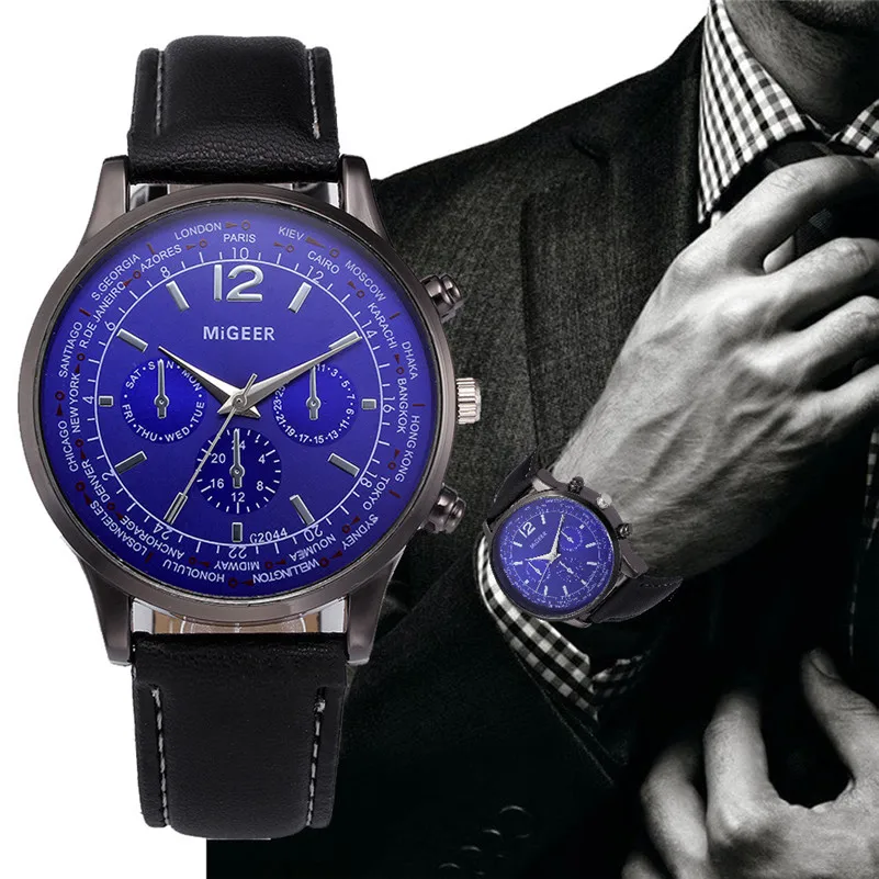 Luxury Fashion Men Watches Retro Design leather watch strap buckle Analog Alloy Quartz Wrist Watch clock relogio masculino M22 (3)