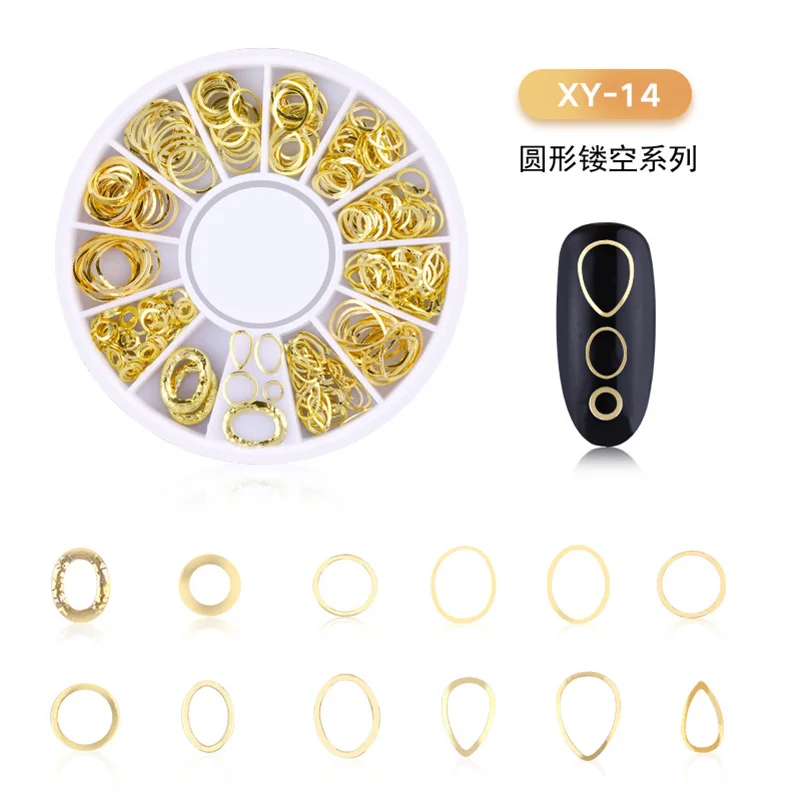 17 вариантов золотой цвет ногтей Полые Дизайн украшение для ногтей накладные декоративные ногти маникюрный материал XY-01-17 - Цвет: XY-14