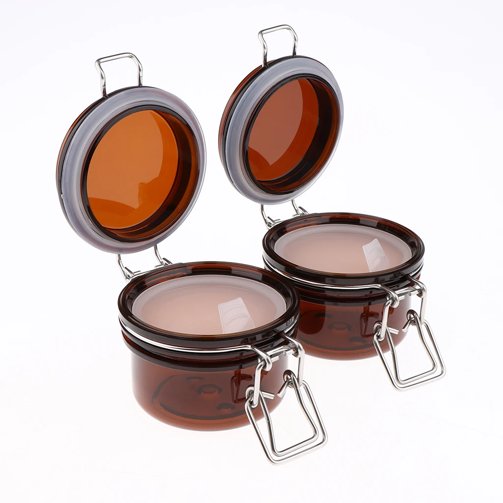 

2pcs Amber Plastic Can Tin Pot Jar Set Container 120g Empty Bottles