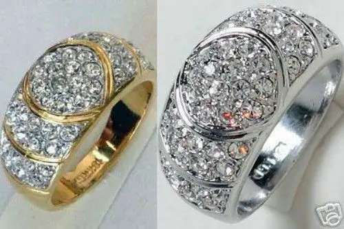 

2 Color Gold Plated Crystal Aureate Men's And WOMEN'S Lovers Ring a 5.22 5.23