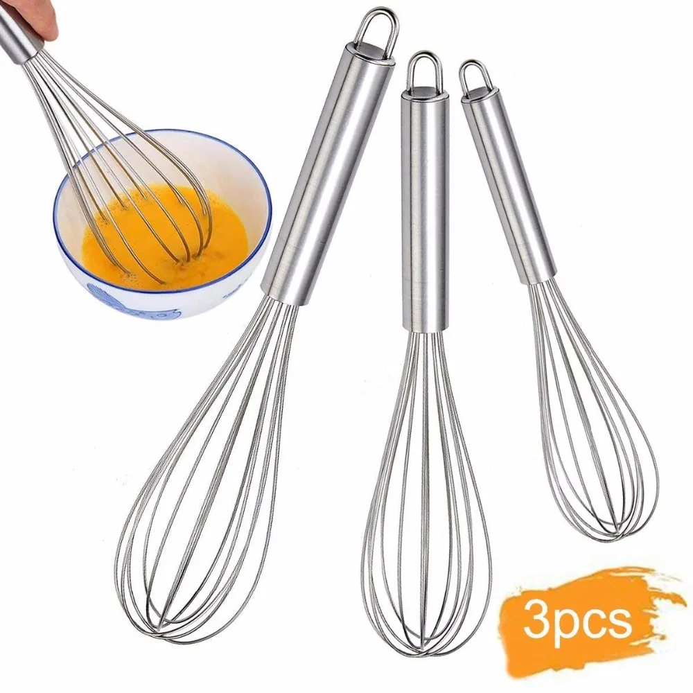 

Stainless Steel Kitchen Whisk, Balloon Wire Whisk Egg Frother Milk Beater Kitchen Utensil for Blending Whisking Beating Stirring