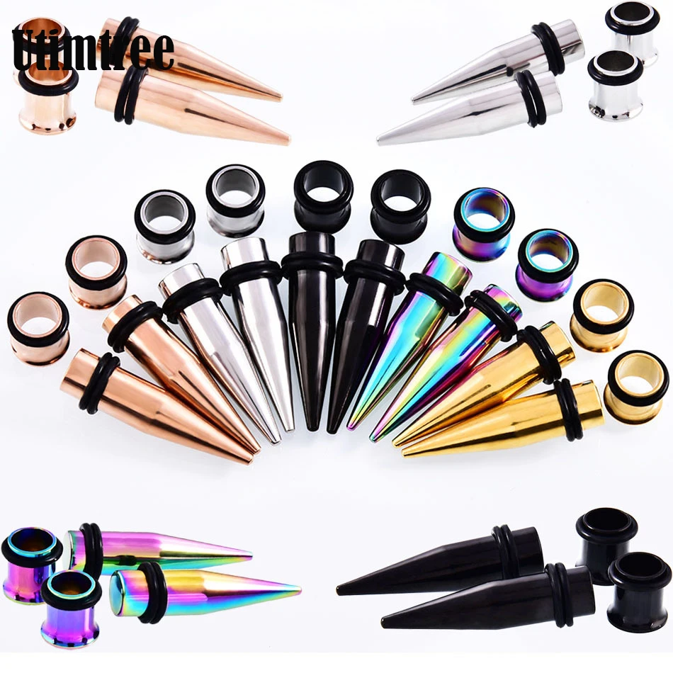 Utimtree Steel Body Jewelry Ear Taper Kit Gagues Plugs Tunnels Earring Expander Piercing Gauges