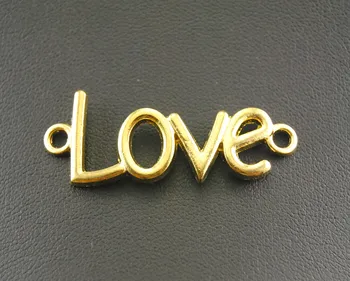 

5pcs/lot Gold Sideway Love Letter Connector Bracelet Jewelry Charm For DIY Jewelry Making Findings 16x41mm A340