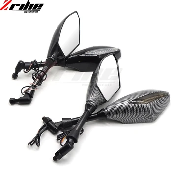 

2x universal BLACK Carbon 8mm 10mm Motorcycle LED Turn Signal Rear Light Mirrors For Triumph Speed Triple Street Triple R 675