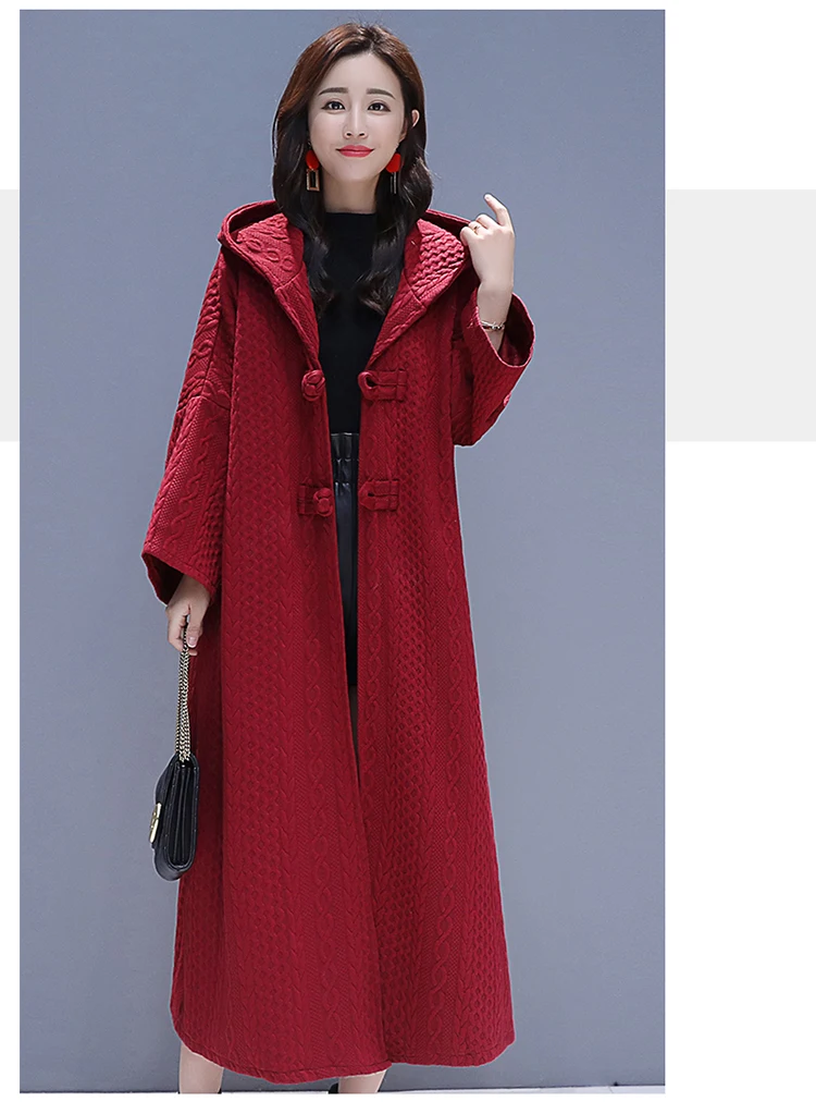 Зимняя женская мода толстое пальто однотонный элегантный кардиган с капюшоном Свободная куртка темперамент Повседневная винтажная