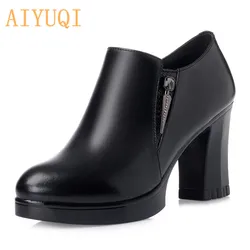 Woman shoes, Genuine leather high-heeled women's singles shoes waterproof high-quality fashion party shoes, free shipping Woman shoes, Genuine leather high-heeled women's singles shoes waterproof high-quality fashion party shoes, free shipping