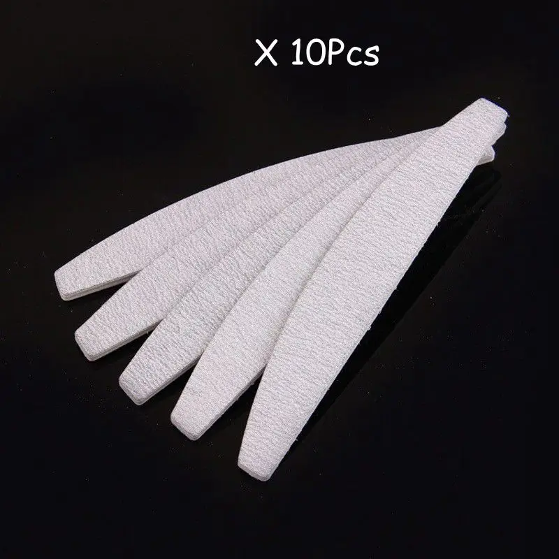 

10pcs/Lot Half Moon Shape 100/180 Grey Zebra Nail Art Files Slim Sanding Set Nail Buffers Gel Polish Manicure Tools 178*28* 4 mm