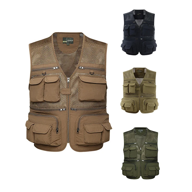 

Outdoor Men Women Fishing Vests Quick Dry Breathable Multi Pocket Mesh Jackets Photography Hiking Vest