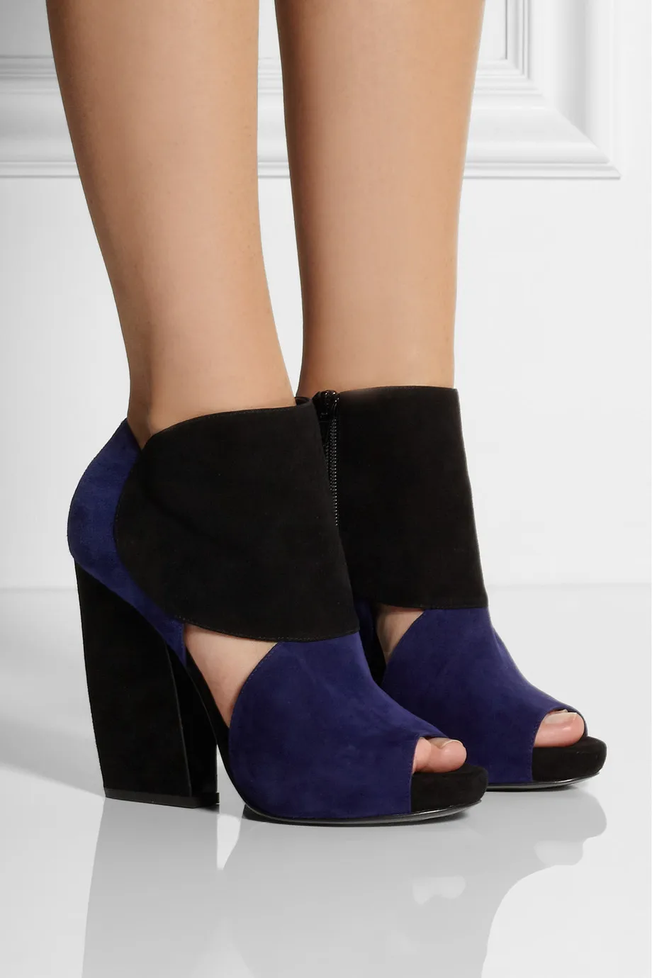 navy blue lace up high heels