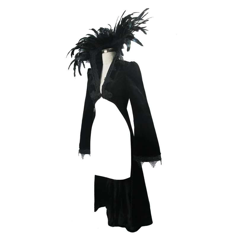 De D'hiver Col Casual Veste Punk Asymétrique Palais Vestes Pied Plumes Cour Femmes Noir Manteaux Longue 4F5w5xCZ
