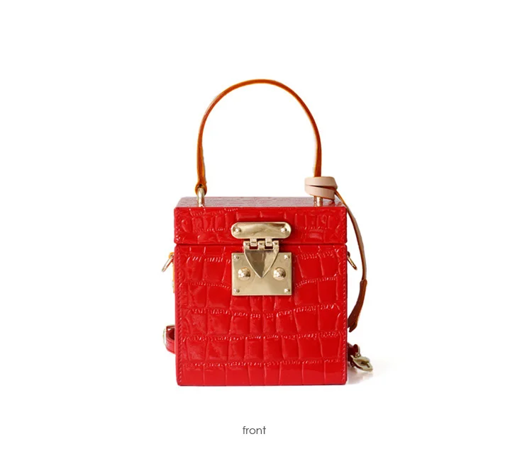 New Mini Hit Color Box Handbag Women Small Square Leather Shoulder Bag Female Candy Color Lock Box Bags