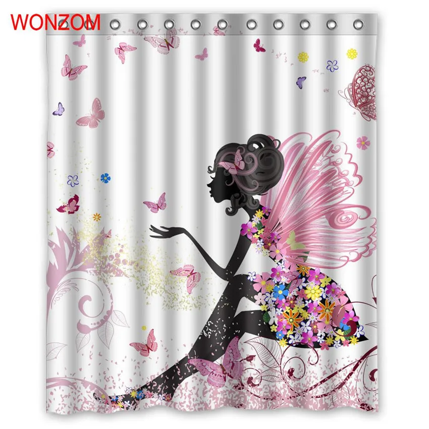 

WONZOM 3D Polyester Elf Shower Curtains with 12 Hooks For Bathroom Decor Modern Bath Waterproof Curtain Bathroom Accessories