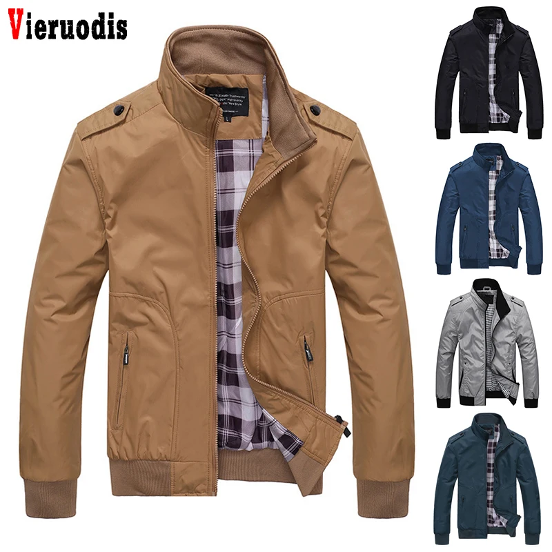 

Male Bomber Jackets Spring Autum Mens Jackets Slim Jackets Casual Coats Solid Color Mens Sportswear Stand Collar plus size 4XL