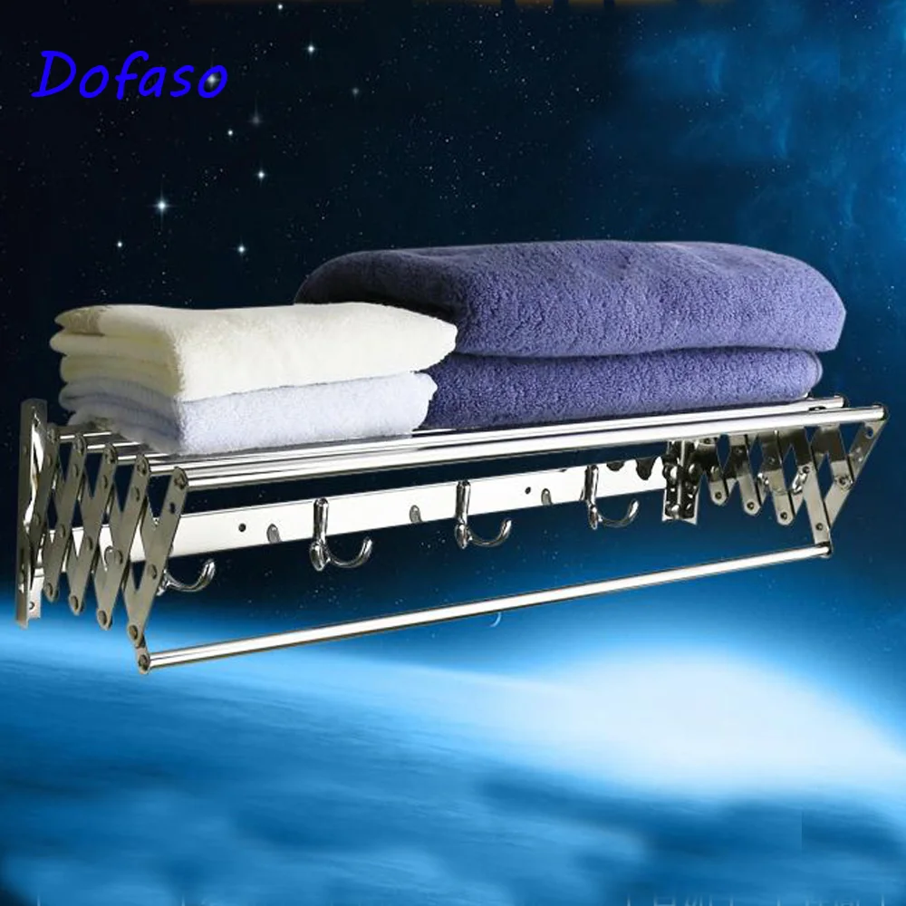 Dofaso, полотенце для ванной комнаты для гостиницы, складные, волшебные, из нержавеющей стали, гибкие эластичные стойки, настенное крепление, полка для душа, полотенце, 60 см