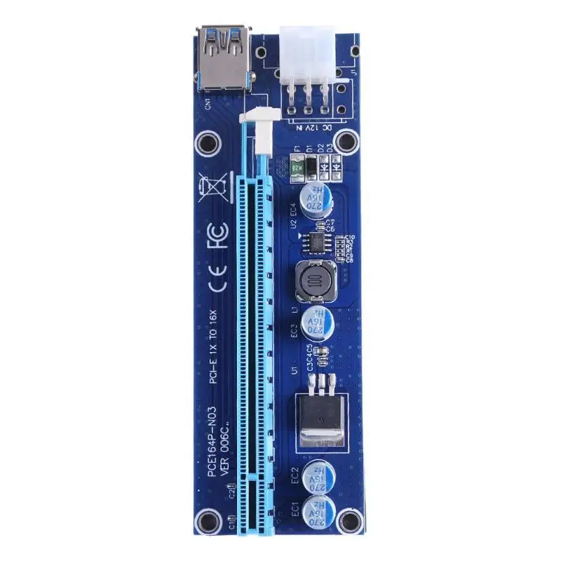 60cm PCIE PCI-E Riser Card PCI Express Extender 1x to 16x USB 3.0 SATA to 6Pin IDE Molex Adapter for Mining Bitcion Miner