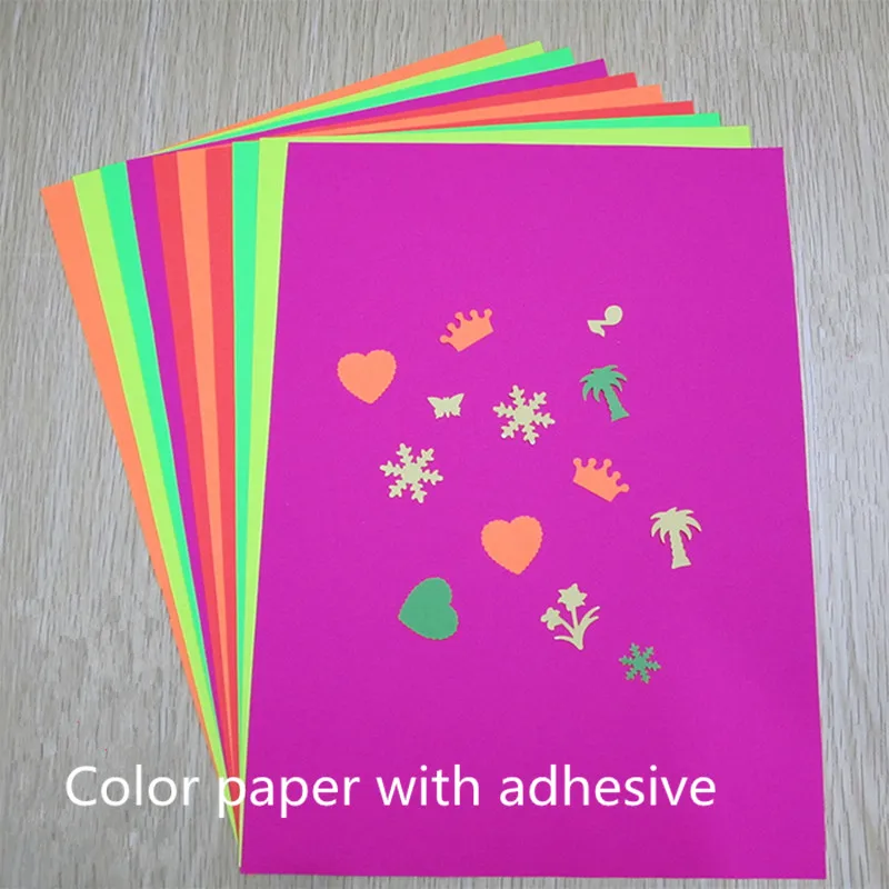 

Free shipping 5 colors 80gs color single side adhesive paper for children craft punches child sticker 10pcs color paper