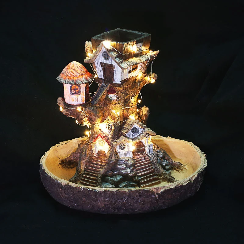 

Dreaming Creative Garden Succulent plants flowerpot with LED Cartoon Treehouse