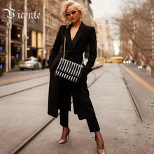 VC VJ. GOCHI Новая мода гламурный v-образный вырез черный тонкий пояс украшенный женский офисный Жакет женский деловой жакет