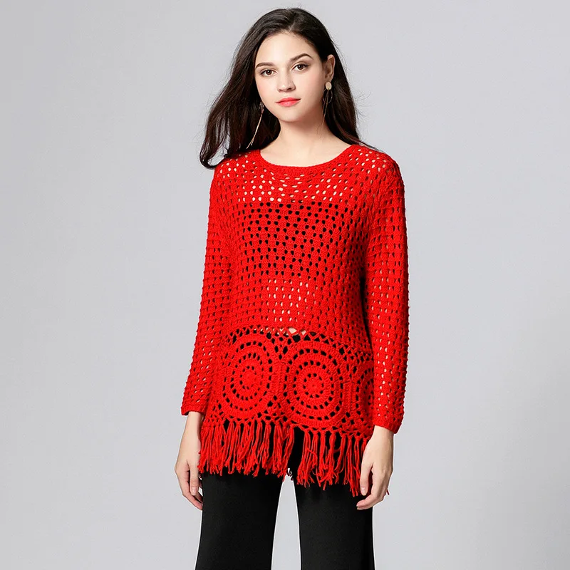 Tassel Sweater Pullovers Plus Size 2018 womens Autumn Unif Pullover