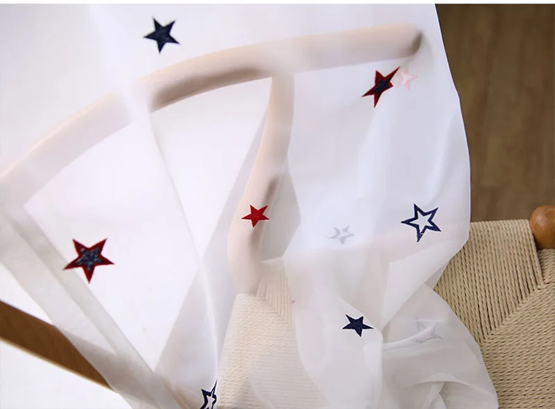 Гипсофиловая занавеска из тюли с вышивкой для детской комнаты для девочек Высококачественная цветная занавеска со звездами для гостиной на заказ WP310D3