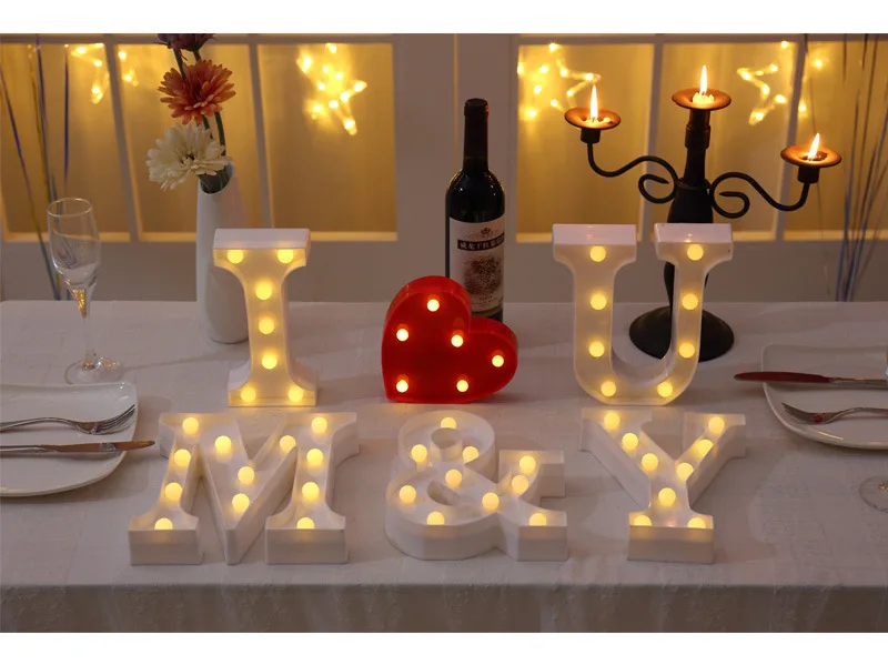 16 см светодиодный Ночной светильник с буквенным принтом Алфавит батарея домашнее украшение Стены вечерние украшения на свадьбу День рождения подарок на день Святого Валентина