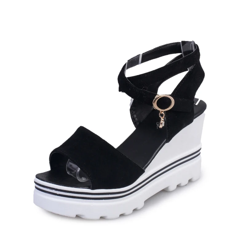 

New Korean version of the cross open toe wedge high heel platform sandals.