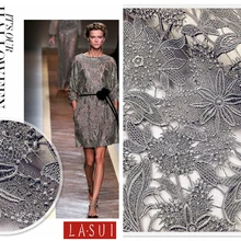 Lasui Лидер продаж полиэстер шелк Водорастворимая кружевная ткань оформление полые 3D вышивка vogue одежда Dess S0038
