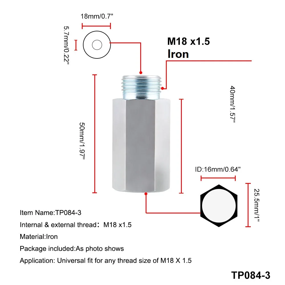 Гладить датчик кислорода O2 кислородный lambda sensor Extender Spacer для Decat и водорода M18x1.5 TP084