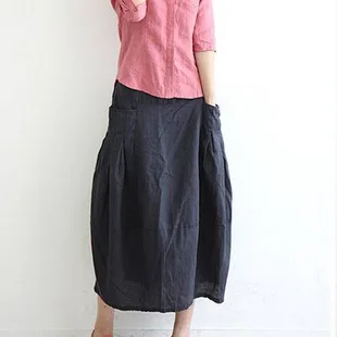 

2019 New Cotton Clothing Mori Female Spring and Summer Lantern Skirt All-match Linen Skirt Loose Linen Women Skirt D042