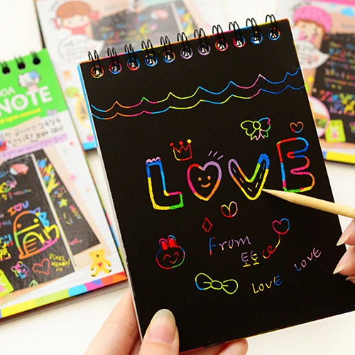 

Kids Rainbow Colorful Scratch Art Kit Magic Drawing Painting Paper Notebook Gift